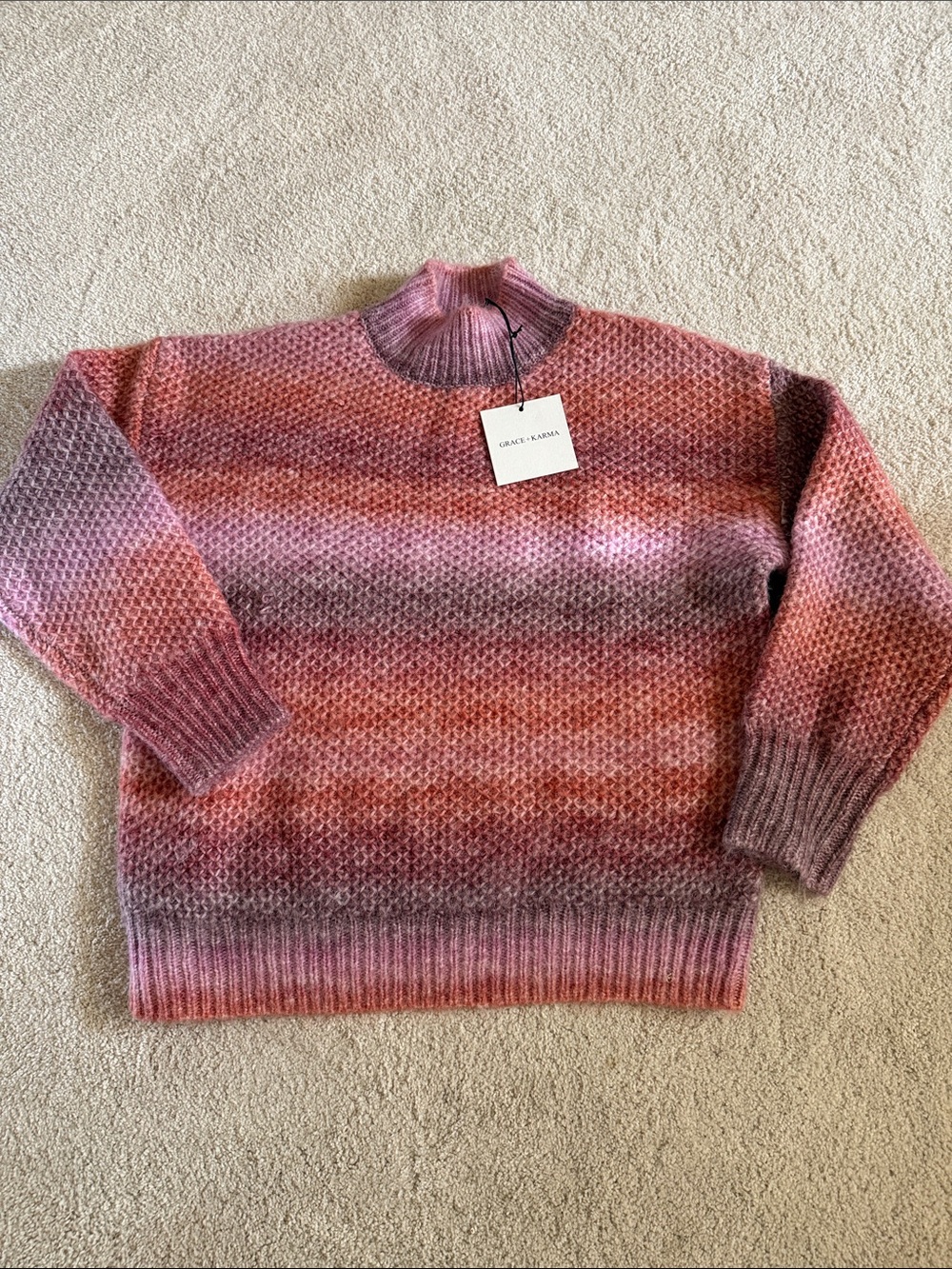 Cozy Ombre Turtleneck Sweater in Pink